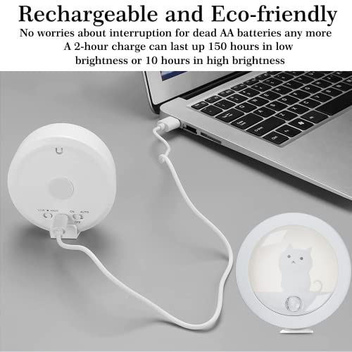 LED Nachtlicht mit Bewegungsmelder - Warmweiß LED Nachtlicht, Aufladbar USB Nachtlicht Kinder mit 3 Modi (Auto/ON/OFF), Nachtlicht Baby für Kinderzimmer, Schlafzimmer, Treppen, Flur, Küche