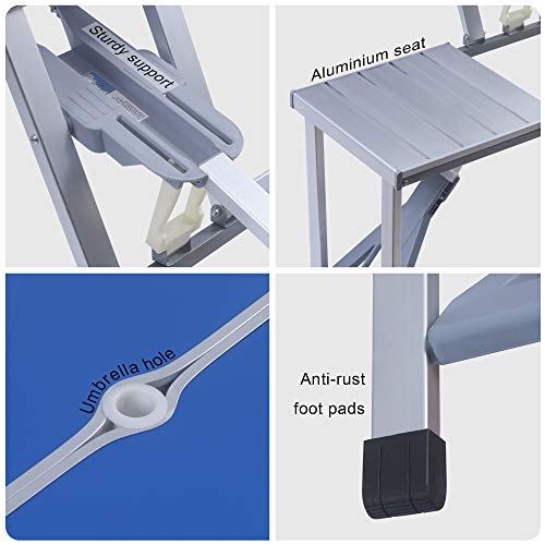 AHB Portable Folding Picnic Table with 4 Seats Chairs and Umbrella Hole