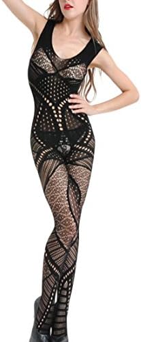 Acquaa Women Lingerie Crotchless Bodystocking Fishnet Bodysuit Black OS