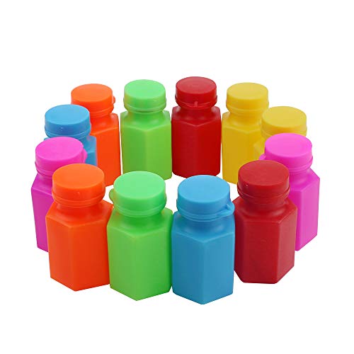 Amersumer 24PCS Mini Neon Party Bubbles With No Soapy Water, Mini Hexagon Bubble Bottles 2 Inches Neon Colors With Wand For Kids Party Favors Bag Stuffers Wedding Bubbles Refill (With No Soapy Water)