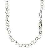 Heart Link Sterling Silver Nickel Free Chain Necklace Italy Adjustable, 18-20