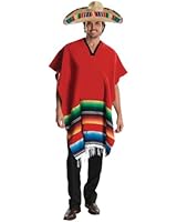Rubie's Heroes And Hombres Adult Hombre Costume Poncho And Sombrero, Red, Standard