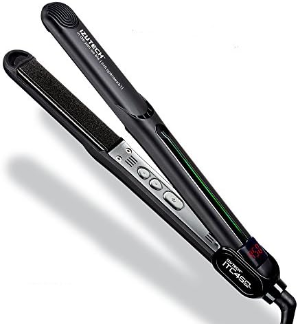 Izutech ITC450 Diamond Tourmaline Ceramic Plates Flat Iron 1.00" x 3.50" Dual Voltage 110 - 240 Volts (Black Plates)