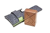 6 Piece Tegu Pocket Pouch Prism Magnetic Wooden Block Set, Mahogany