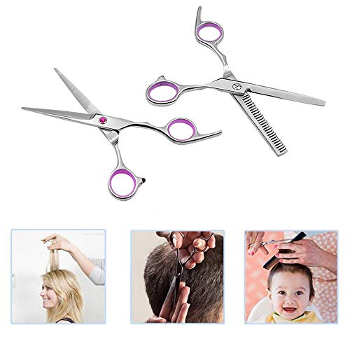 Family Hair Cutting Scissors 6.5" Stainless Steel Hair Scissors - Barber Thinning/Texturizing Scissors Set with Fine Adjustment Screw（Pink） - Thumbnail 5