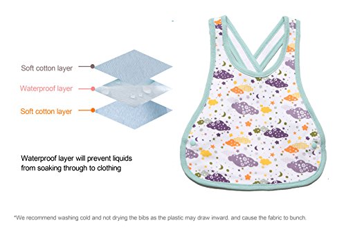 Meta-U 2 Pack Three Layers Baby Crossover Straps Apron Drool Bibs (Bear & Clouds)