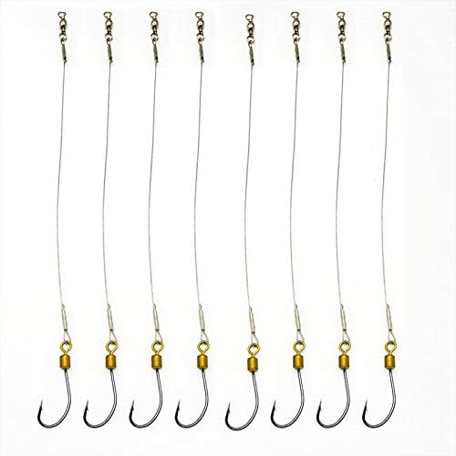 Senyu Fishing Hook Snelled Stainless Steel Wire Leader Fishing Rigs Hooks