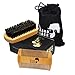 Beard Brush & Comb Set for Men - Natural Boar Bristle Brush, Dual Action Pear Wood Comb, Gift Box & Travel Pouch. Enhances Growth & Styling with Balm Oil Distribution by The Beard Black (Old)