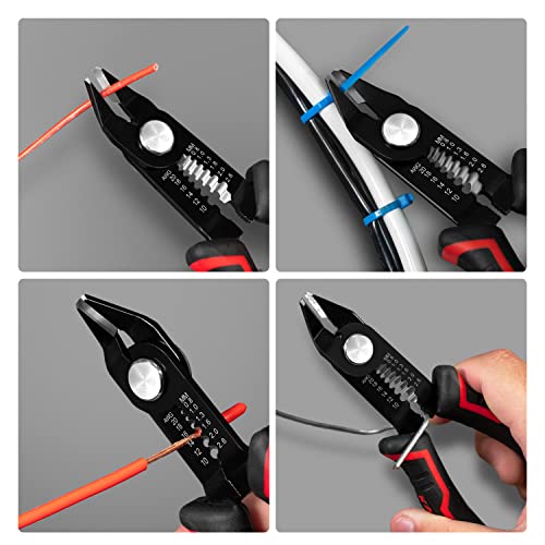 KAIWEETS Wire Cutter 5.0 inch, 2 in-1 Side Cutter for 10-20 AWG Stranded, Invisible Spring, Ergonomic Anti-Slip Handle, Suits for Electrical Repair, Appliance, DIY, Home Appliance, Safe Lock