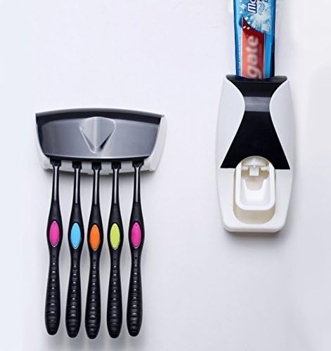 Go Toothbrush Dispenser | Heavy Duty Wall-mounted Automatic Toothpaste Kids Hands-free Squeezer Dispenser, Hygienic Toothbrush Holder (Holds 5 Brushes), Smooth Pumping System, No Batteries Needed