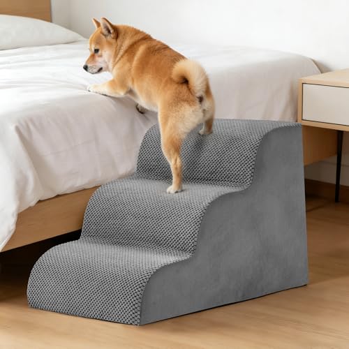 NEWBULIG 3-Step Dog Stairs, 15.7" H Dog Steps for Sofa and Chair, Non-Slip Stur…