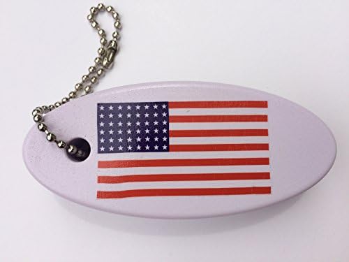 White Floating Key Chain with American Flag (Lot of 1)