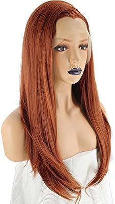 Anogol Hair Cap Copper Red Orange Lace Front Wig With Widow S Peak Hairstyles Long Natural Wavy Wigs For Women Buy Online At Best Price In Uae Amazon Ae