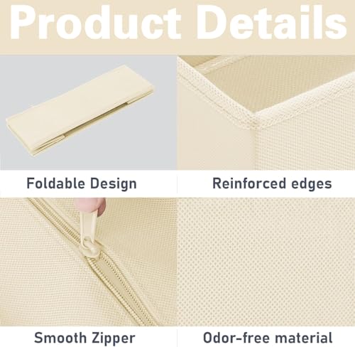 Beauenty Drawer Organizer, 12 Pack Closet Organizers and Storage, Underwear Organizers, Foldable Dresser Dividers, for Underwear, Socks, Clothes, Bras, Pants, Jeans(Beige) (12)