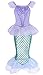 HenzWorld Mermaid Dress Up Ariel Costume Princess Birthday Party Role Pretend Cosplay Outfit Ruffle Cap Sleeve Fish Scale Tails Skirt Little Girls 4-5 Years