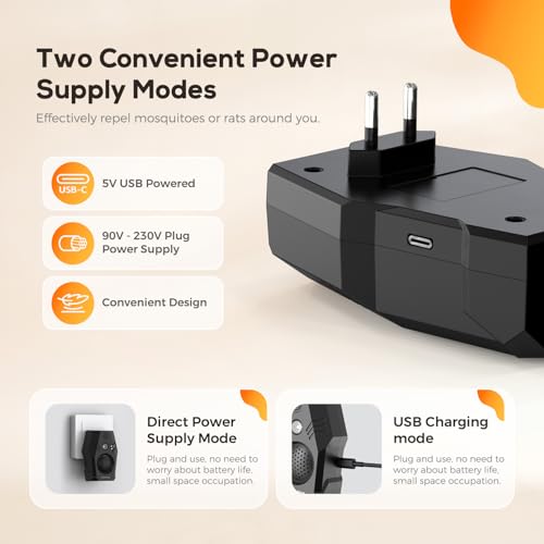 Ultrasonic Mice Repeller Mice Repellent Connect 4 Modes and Two Power Options Mosquito Repellent Control Device for Rat Insects Ants