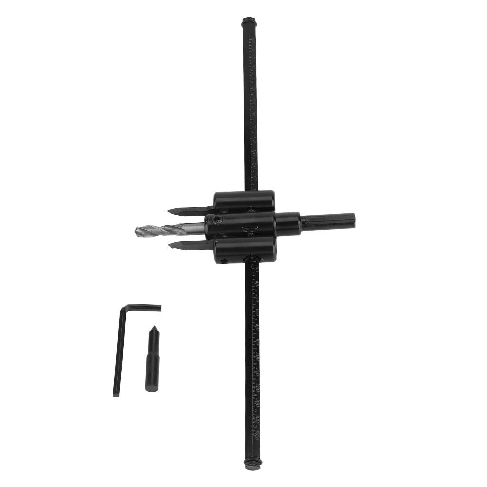 Adjustable Circle Hole Saw Cutter, 30-300mm Black Alloy Steel Wood Cutter Drill Bits Set Used in Wooden Board, Plastic Board, Gypsum Board