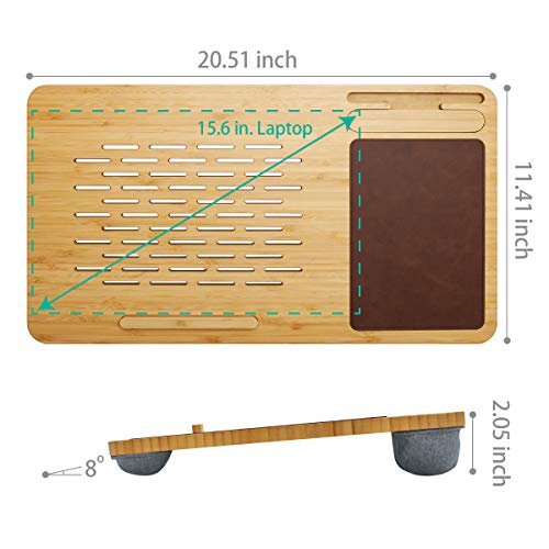 Lap Desk Bamboo Laptop Lap Desk with with Vent Holes, Built in Mouse