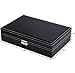 BASTUO Watch Box, 8 Jewelry Box Watch Display Case Organizer Jewelry Trey Storage Box Black PU Leather with Mirror and Lock