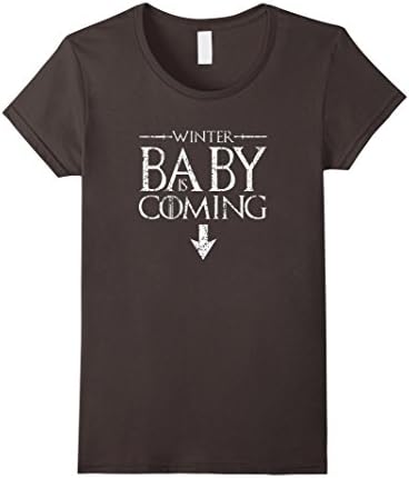 Womens Funny Humor Maternity Shirts pregnant Winter Baby is Coming  Medium Asphalt