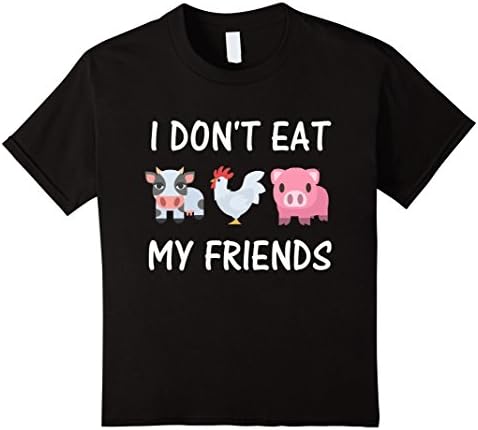 Kids I DON'T EAT MY FRIENDS VEGAN VEGETARIAN FUNNY T SHIRT 4 Black