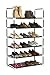 Homebi 6-Tier Shoe Rack Shoes Storage Organizer Entryway Metal Shoe Holds 18-24 Pairs of Shoes with 6 Tiers Metal Shelves and Fabric Cover,23.62