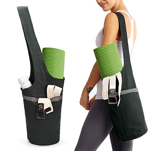 WAEKIYTL Yoga Mat Bag with Large Size Pocket and Zipper Pocket, Fit Most Size Yoga Mats, Long Tote with Pockets – Holds More Yoga Accessories, Yoga Bags and Carriers for Women (Dark Green)
