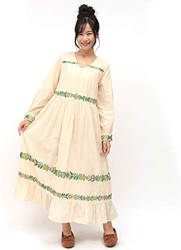 Amazon Co Jp チチカカ ボタニカルフラワー刺繍 ワンピース Free ベージュ 服 ファッション小物