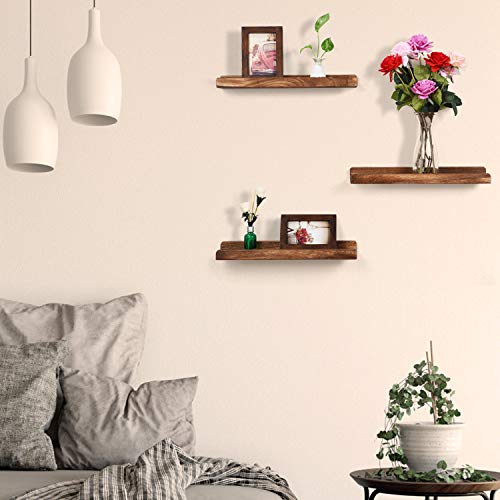Emfogo Picture Ledge Shelf Rustic Wood Floating Shelves for Display 16.9 inch Set of 3 - Thumbnail 4