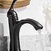 Homevacious Bathroom Sink Faucet Single Handle Oil Rubbed Bronze Bath Stream Lavatory Vanity One Hole Lever Basin Mixer Tap Deck Mount Low-Arc Long Spout Commercial Supply Hose Lead-Free