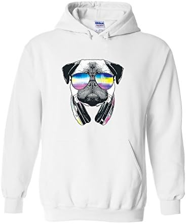 SM Wear Cool Pug Music Revision headphones and Sunglasses Unisex Hoodie