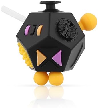 Sehon 12 Sides Fidget Cube Toys Releases Stress Cube Anti Anxiety Ball Toy Stress Relief Cube Toys for Child and Adult (Yellow)