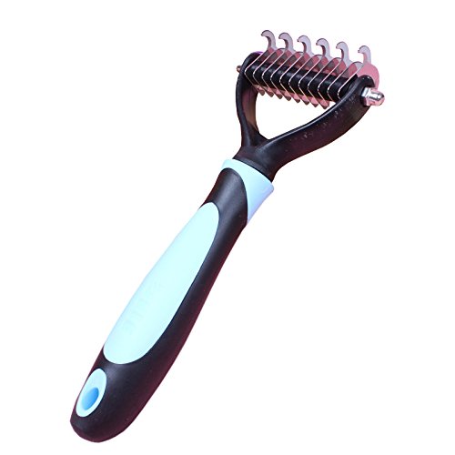 Pevor Dog Grooming - Stainless Double Use Easy Open Pet Hair, Dog Hair Combs Rake Accessories for All Breeds Cat & Dog with Medium and Long Hair Coats