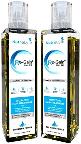 Nutralyfe Re-Gain+ Therapeutic Ayurvedic Hair Oil With Bhringraj, Ashwgandha, Brahmi & Shankhpushpi For Hair Growth & Damage Treatment (2 Bottles)