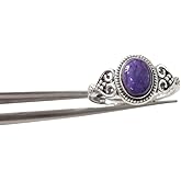 Natural Charoite Ring, AAA Charoite Gemstone Ring, Tiny Bohemian Ring, 925 Sterling Silver, Designer Womens Ring, Christmas, Thanksgiving, Handmade, Statement Jewelry, Natural Charoite