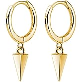 SLUYNZ 925 Sterling Silver Spike Hoop Earrings for Women Teen Girls Geometric Huggie Earrings Dangle