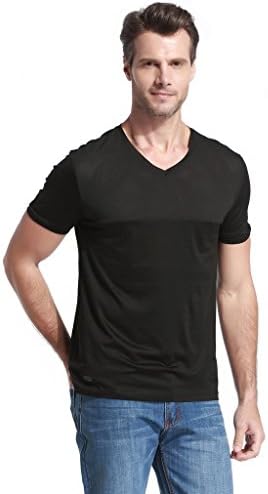 Hieasy Men's Lightweight Moisture Wicking V-Neck T Shirt Black XL