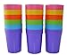 Bekith 18 Pack Plastic Tumblers, 13-ounce Reusable Break-resistant BPA-Free Plastic Cups in 6 Assorted Colors