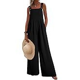 Dokotoo Women's Casual Loose Overalls Jumpsuits One Piece Sleeveless Wide Leg Long Pant Rompers With Pockets