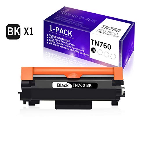 Photo 1 of 1-Pack Compatible Toner Cartridge Replacement for Brother TN760 TN-760 TN760BK for Brother MFC-L2730DW DCP-L2550DW HL-L2350DW Printer (Black)