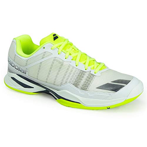 Babolat Men's Jet Team All Court Tennis Shoes (White/Yellow) (12.5 D(M) US)