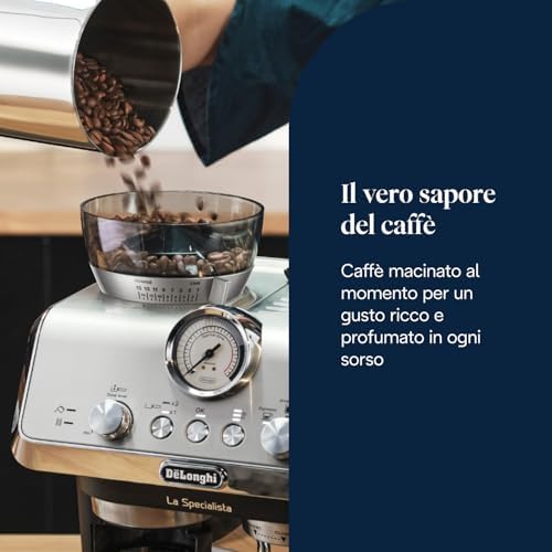 LA SPECIALISTA ARTE EC9155.MB Macchina da caffè Manuale, 3 Ricette Preimpostate, Controllo Attivo della Temperatura, 8 Livelli di Macinazione, Lancia MyLatte Art, incluso KIT BARISTA, Nera