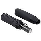 Umbrella Windproof-10 Fiberglass Ribs Travel Umbrella-Auto Open &Close 210T Canopy Compact Umbrella-Durable and Stylish Umbrella Black