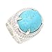 JINY Jewelry New Brazil Tiger Eye Gemstone Rings Silver Plated Rings Vintage Magnificent Pattern Solitaire Big Stone Jewelry (Turquoise, 9)