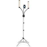 GLAMCOR Multimedia X Portable LED Lighting Kit | Remote Controlled 2700K - 5600K Color Temperature | Smartphone Mount (Grey with Clear Crystals)
