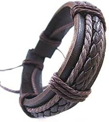 Fashion Adjustable Leather and Rope Cuff Bracelet Gift for Men Unisex Bracelet Sl0098-3