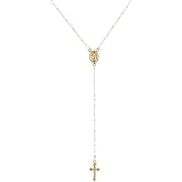 IXDEAXLY Rosary Bead Cross Y Necklace Chain for Women Catholic Virgin Mary Religious Prayer Luck Neckalce Jewerly Gift
