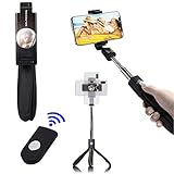 SelfieCom Bluetooth Selfie Stick Tripod Extendable Selfie Stick with Wireless Remote and Tripod Stand Selfie Stick for iPhone X/iPhone 8/8 Plus/iPhone 7/iPhone 7 Plus/Huawei/Samsung/Google (Black)