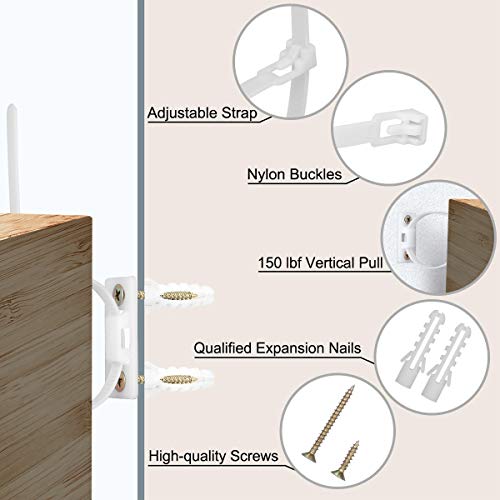 Furniture Straps,12 Pack Baby Proofing Anti Tip Furniture Anchors Kit, Cabinet Wall Anchor, Adjustable Child Safety Straps Protect Toddlers & Pet from Falling Furniture