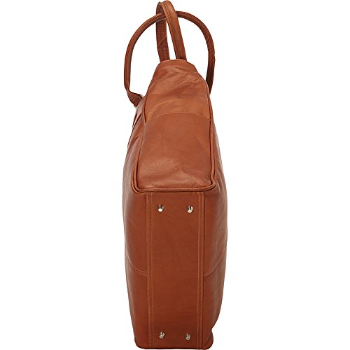Piel Leather Vertical Laptop Tote, Chocolate, One Size